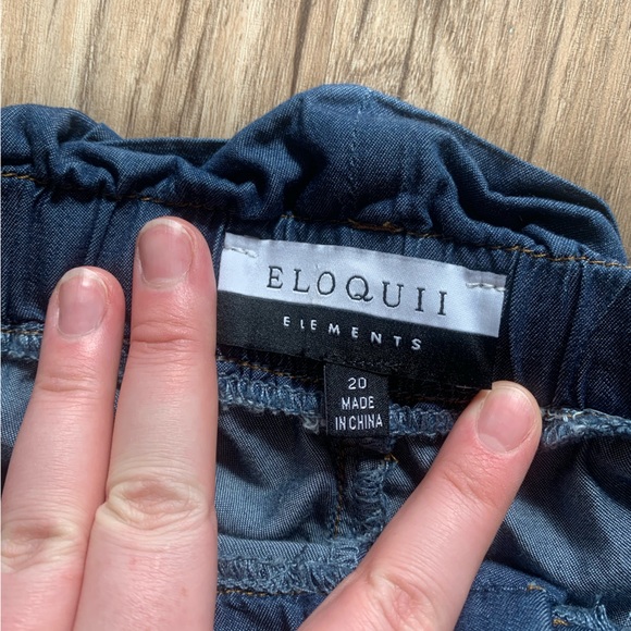 Eloquii size 20 high rise / wide leg -chambray  - cotton blend ankle pants - Picture 9 of 10